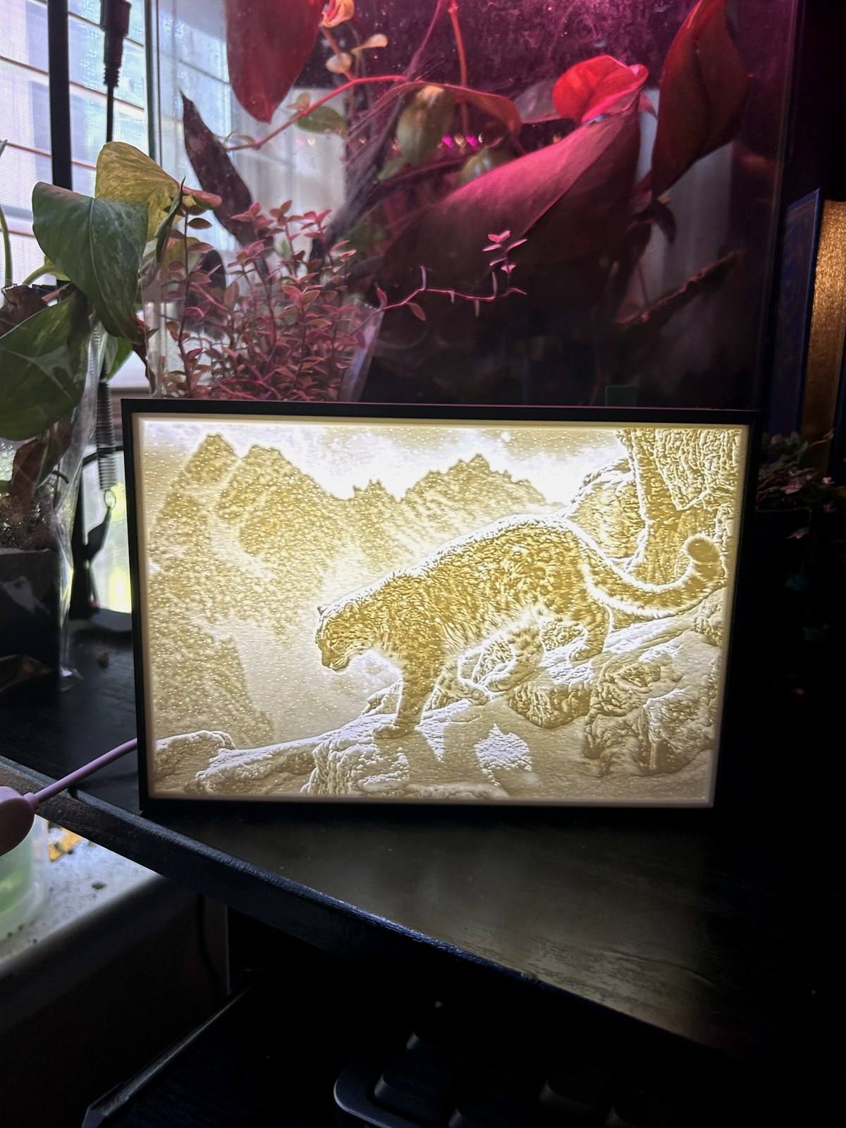 Snow leopard lithophane night-light